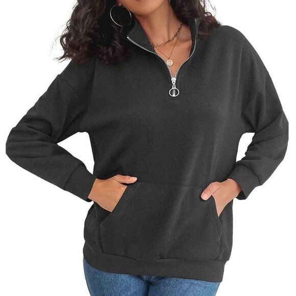 Fleece Pullover Women Quarter Zip Casual 1/4 Zip Sweatshirts for Women Warm Coat - Picture 1 of 5